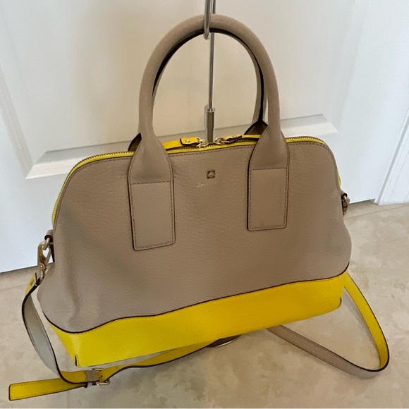 Kate Spade satchel Southport Avenue Jenny color block yellow and tan - Picture 6 of 16